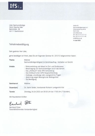 SV im Gerichtsauftrag Verhalten vor Gericht