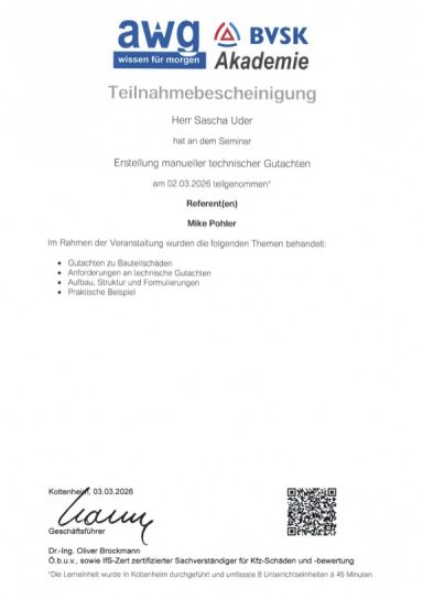 Technische Gutachten Erstellung manueller technischer Gutachten