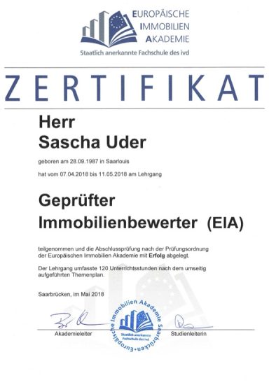 Gepr. Immobilienbewerter Geprüfter Immobilienbewerter EIA