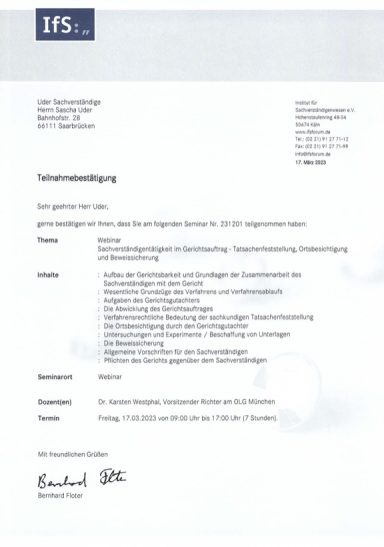 SV Gerichtsauftrag Sachverständigentätigkeit im Gerichtsauftrag